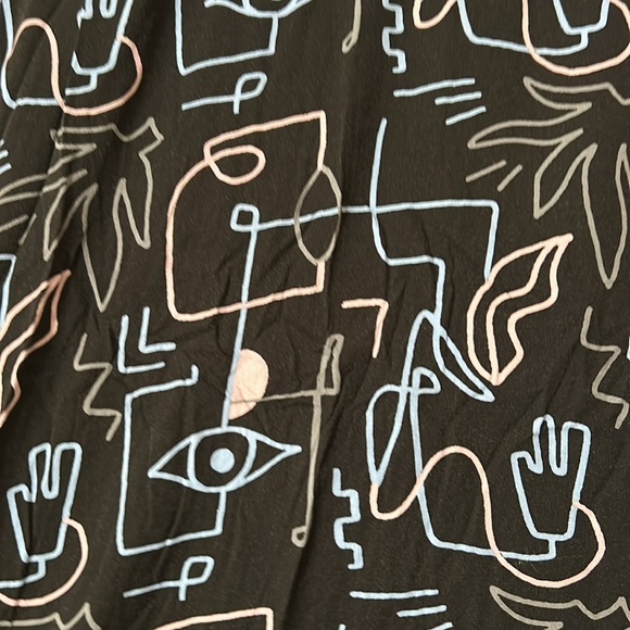 Level Ten Design 80’s inspired Black Rayon button front shirt Geometric Large - Picture 6 of 11